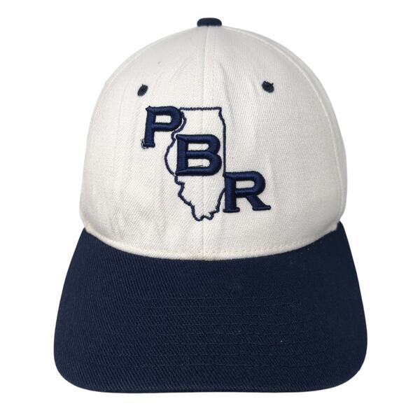 PBR Fitted Hat White Medium Embroidered Colorblock Kennedy Athletic - Picture 1 of 9